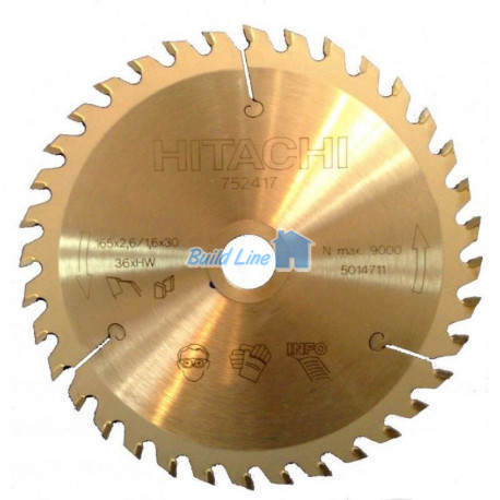 Пильный диск Hitachi 165мм x 30/20мм x 36 зубов ( 752417 ) по дереву