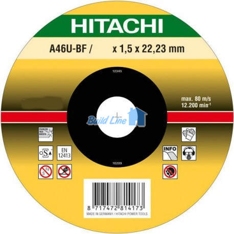 Круг отрезной Hitachi 180 x 1,5 x 22,2 мм по нержавеющей стали ( 752507 )