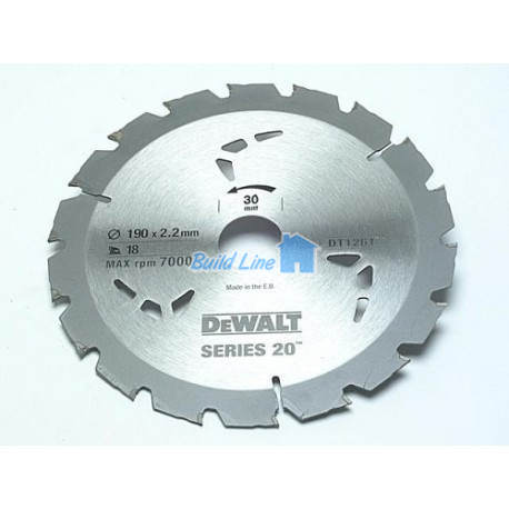 Пильный диск HM, 18 z, d 190х30мм, точ. рез,+15град,SERIES 20, ATB., DT1261, DeWalt