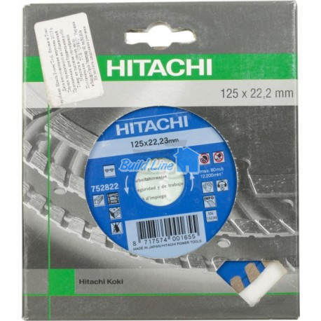 Диск алмазный Hitachi 125х22,2х6 тип turbo flat (752822)