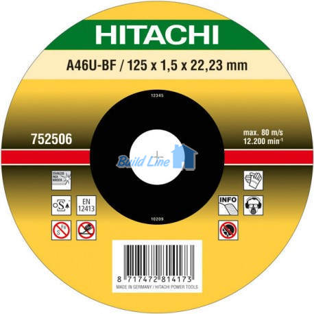  Круг відрізний Hitachi 125 x 1,5 x 22,2 мм з нержавіючої сталі ( 752506 )